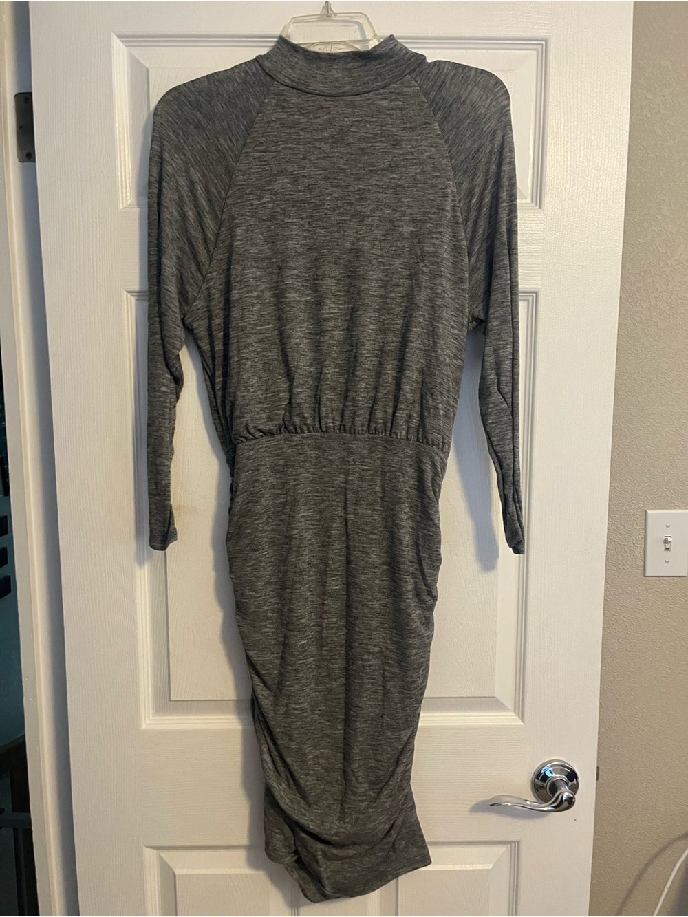 Express Charcoal Gray Mock Neck Midi Dress